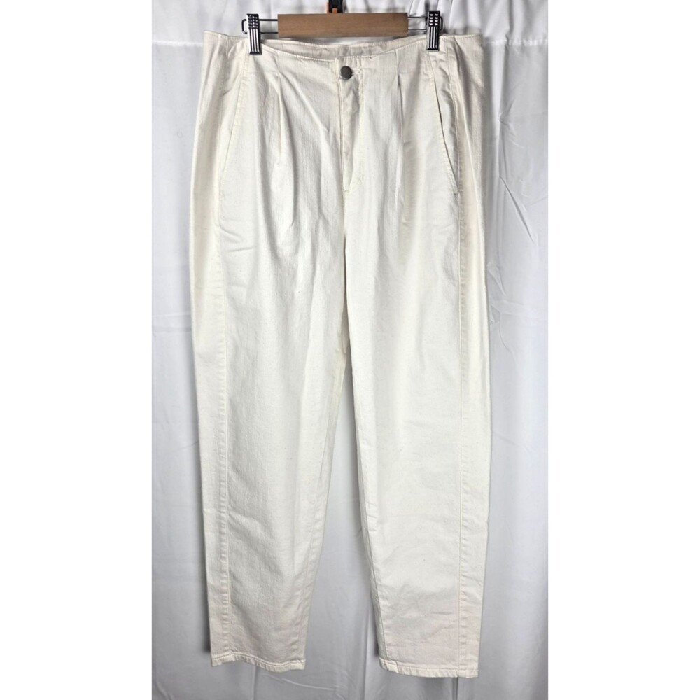 Eileen Fisher Women's 10 Organic Cotton Stretch Straight Leg Ankle Pants Ivory - Picture 2 of 10